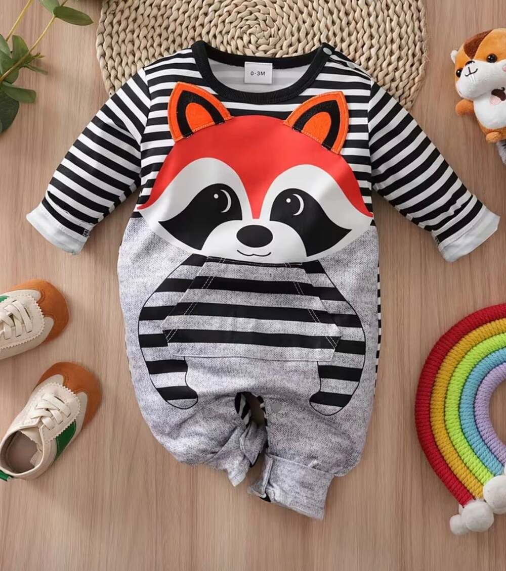 Baby Fox Graphic Long Sleeve Snap Button Sleep N Play 6-9M
